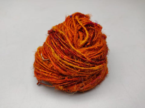 Recycled Sari Silk Yarn- Orange - SilkRouteIndia