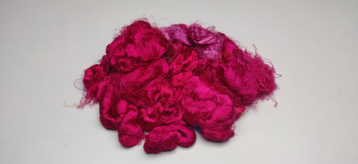 Banana Yarn Fiber have a similar appearance as Recycled Yarn Fibre, the difference being the viscose rayon fiber content in Banana Fibre. The manufacturing process includes refining, processing and cleaning by Women cooperatives using the drop spindle.