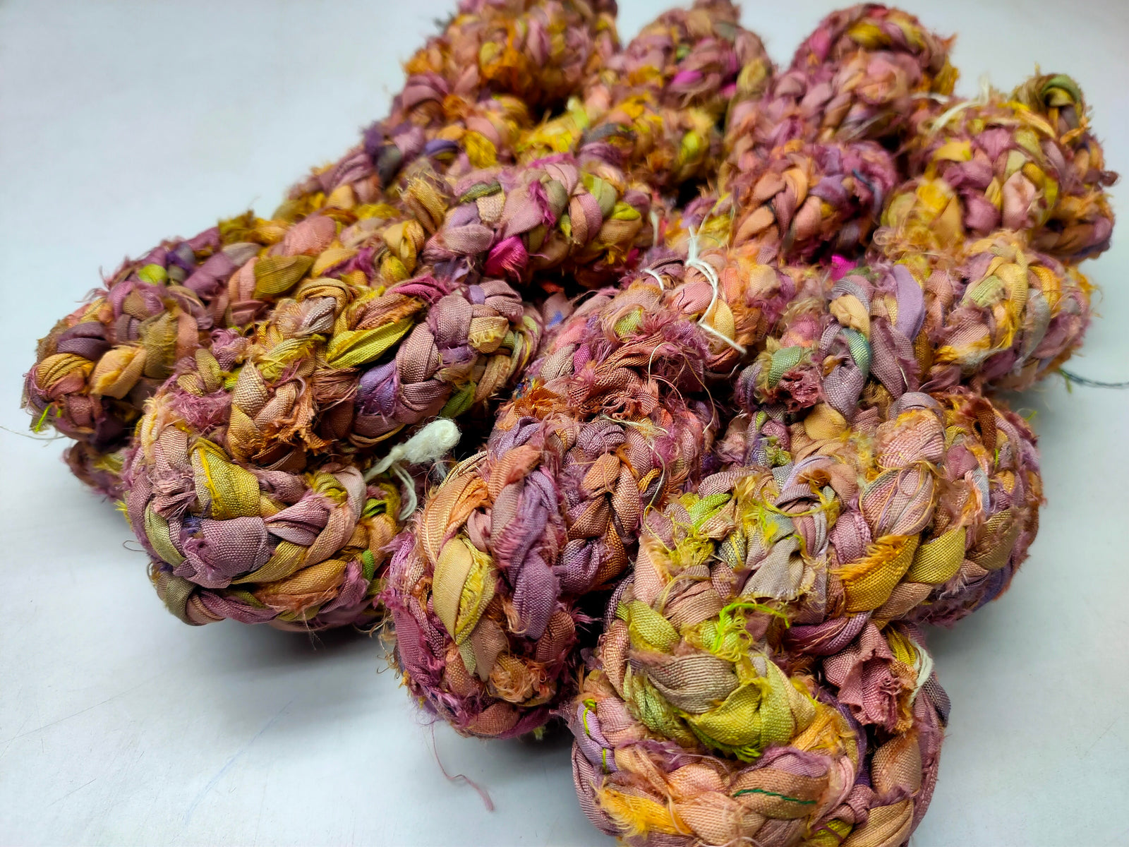 Recycled Sari Silk Ribbon Braided - Bingo Candy