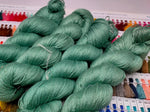 Mulberry Silk yarn (600 mts in 100gram) is a unique Silk Yarn ideal for Knitting. Mulberry Silk is very soft and shiny. It is Sock weight and is directly spun from the premium Mulberry Silk Tops. It is a yarn of Natural Protein Fiber. Mulberry Silk Yarn has compact structure, evenness, clean appearance, elegant luster, Good moisture-absorbing capability, good strength and elongation, with fine and soft fibers. It is useful for Weaving and Knitting.