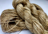Recycled Burlap Yarn is not your ordinary fiber. It's rough but you can make things that need to be rough and ready. This Burlap Yarn can bear the heat (and the cold) better than some finer fibers.  Bring some organic like elegance to your next project or gift wrap!