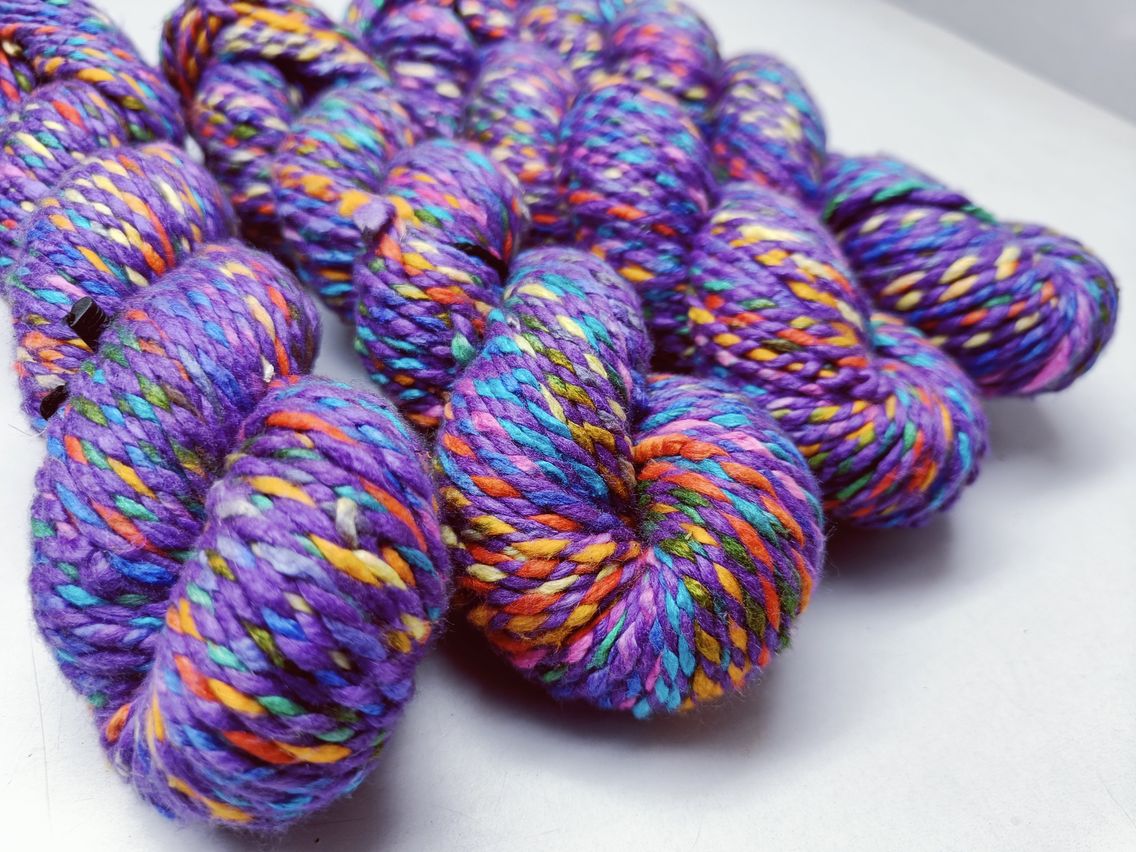Candy Silk yarn: It is a unique Silk Yarn ideal for Knitting. Candy Silk is very soft and shiny. It is worsted weight and is directly spun from the 2A Grade Mulberry Silk Tops. It is a yarn of Natural Protein Fiber. Candy Silk has compact structure, evenness, clean appearance, elegant luster, Good moisture-absorbing capability, good strength and elongation, with fine and soft fibers. It is Useful for Weaving and Knitting.