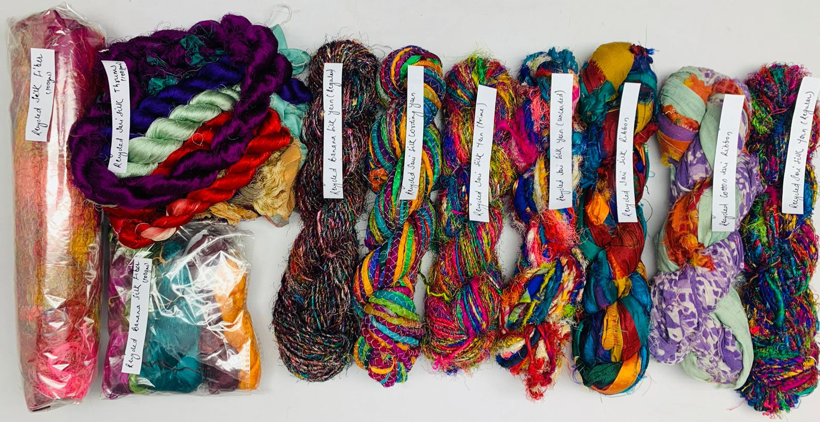  Recycled Sari Silk Fiber, Recycled Sari Silk Thrums, Recycled Banana Yarn (Regular), Recycled Sari Silk Cording Yarn, Recycled Sari Silk Yarn (Prime*),  Recycled Sari Silk Yarn (Uncarded), Recycled Sari Silk Ribbon, Recycled Cotton Sari Ribbon, Recycled Sari Silk Yarn (Regular),Recycled Banana Fiber