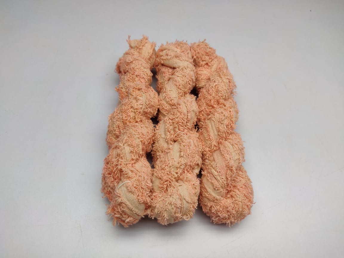 Recycled Cotton Frizz Ribbon - Peach | Macrame Ribbon Yarn | Cording Ribbon - SilkRouteIndia