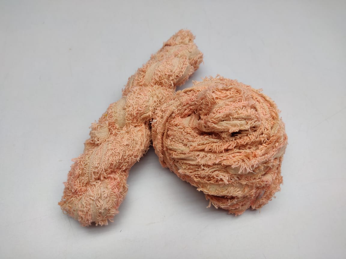 Recycled Cotton Frizz Ribbon Yarn - Peach - SilkRouteIndia