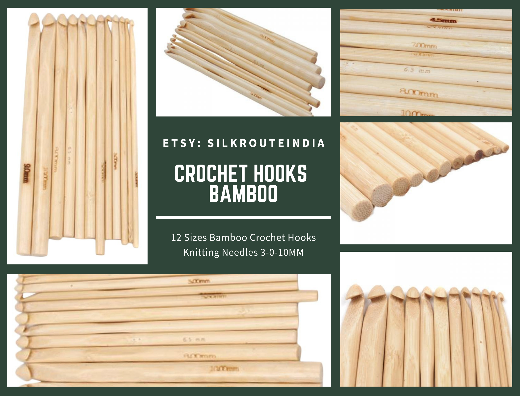 Crochet Hook, Bamboo Hooks, Crochet hook - SilkRouteIndia