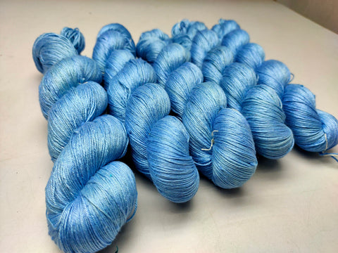 Mulberry Silk yarn (600 mts in 100gram) is a unique Silk Yarn ideal for Knitting. Mulberry Silk is very soft and shiny. It is Sock weight and is directly spun from the premium Mulberry Silk Tops. It is a yarn of Natural Protein Fiber. Mulberry Silk Yarn has compact structure, evenness, clean appearance, elegant luster, Good moisture-absorbing capability, good strength and elongation, with fine and soft fibers. It is useful for Weaving and Knitting.