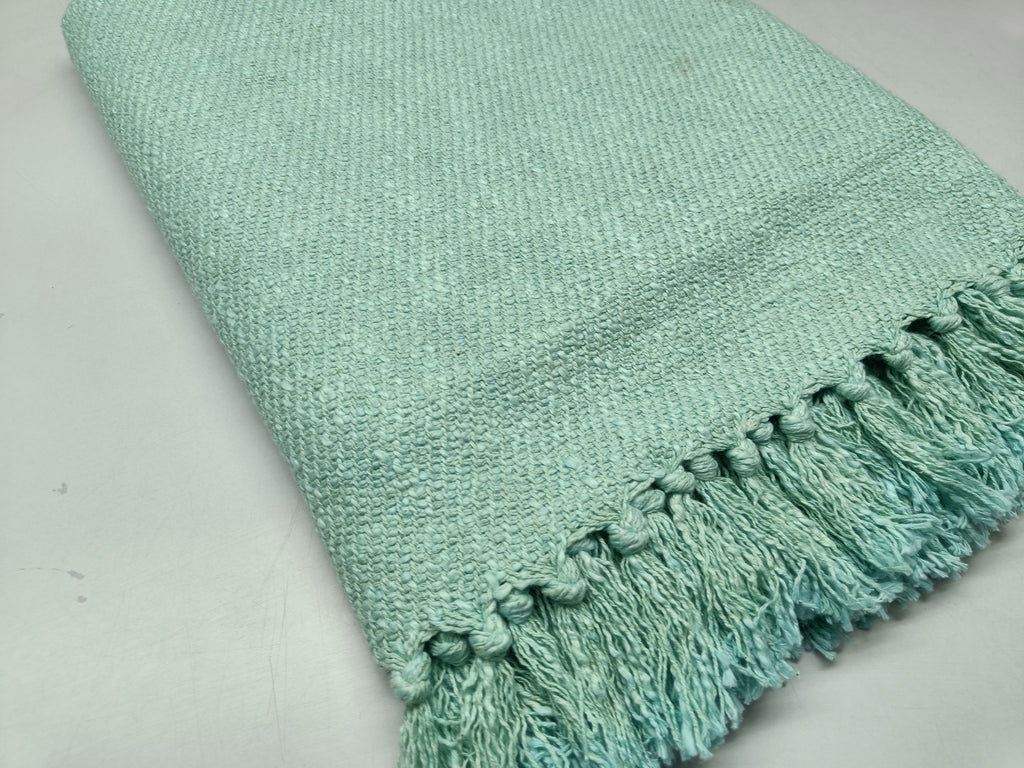 Handmade, Natural and Breathable Throws for your home furnishings HandLoom Woven Cotton Cotton Throws | HandWeave Cotton Throws | Furnishing Throws | Sofa Throws | Table Throws - 60"x55" - Sea Green - 91L  Handmade and a Hand Woven Throws