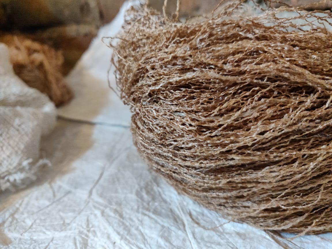 Handspun Tassah Raw Silk, Wild silk yarn
