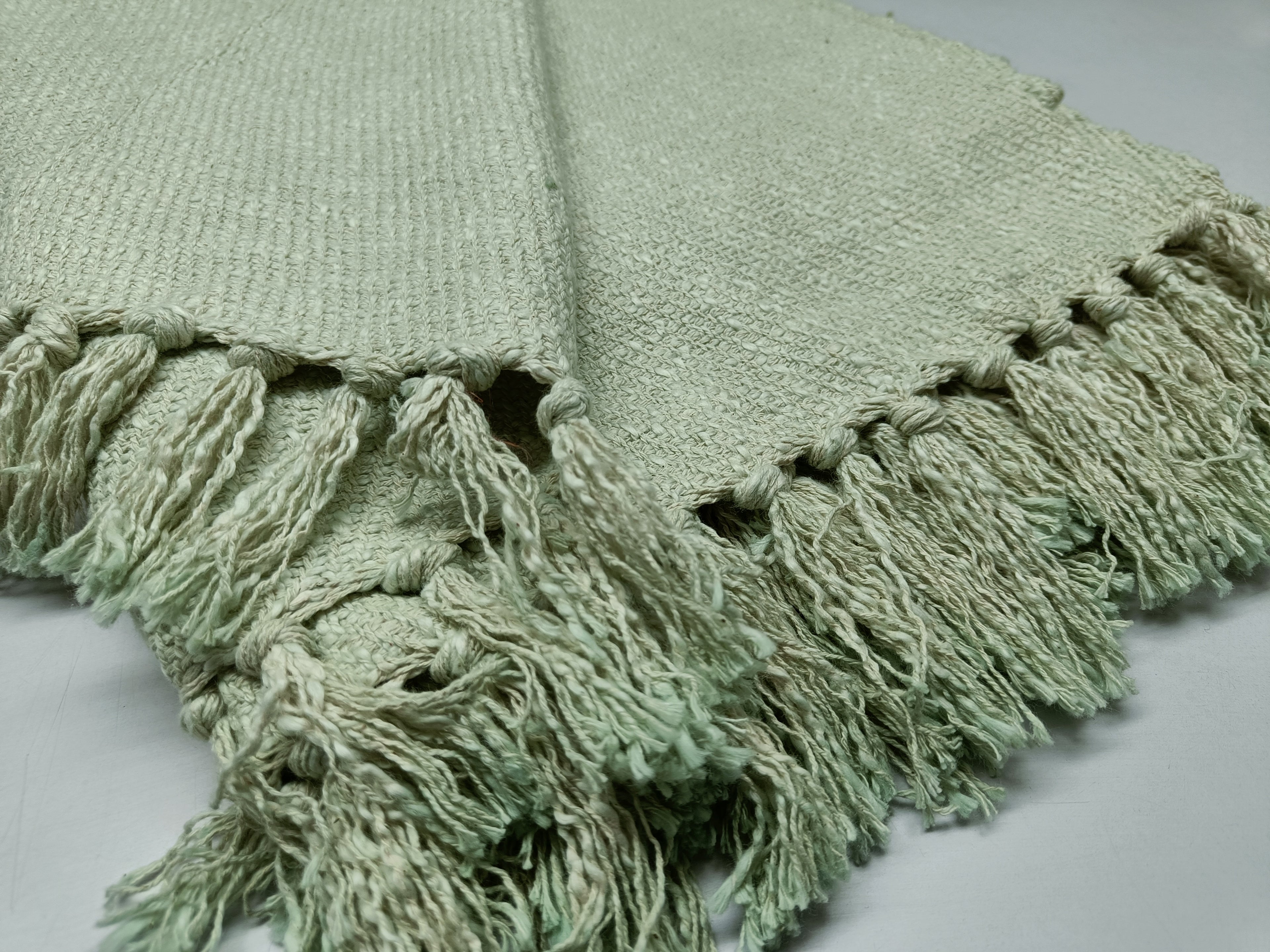 Handmade, Natural and Breathable Throws for your home furnishings HandLoom Woven Cotton Cotton Throws | HandWeave Cotton Throws | Furnishing Throws | Sofa Throws | Table Throws - 60"x55" - Dull Green -170L  Handmade and a Hand Woven Throws
