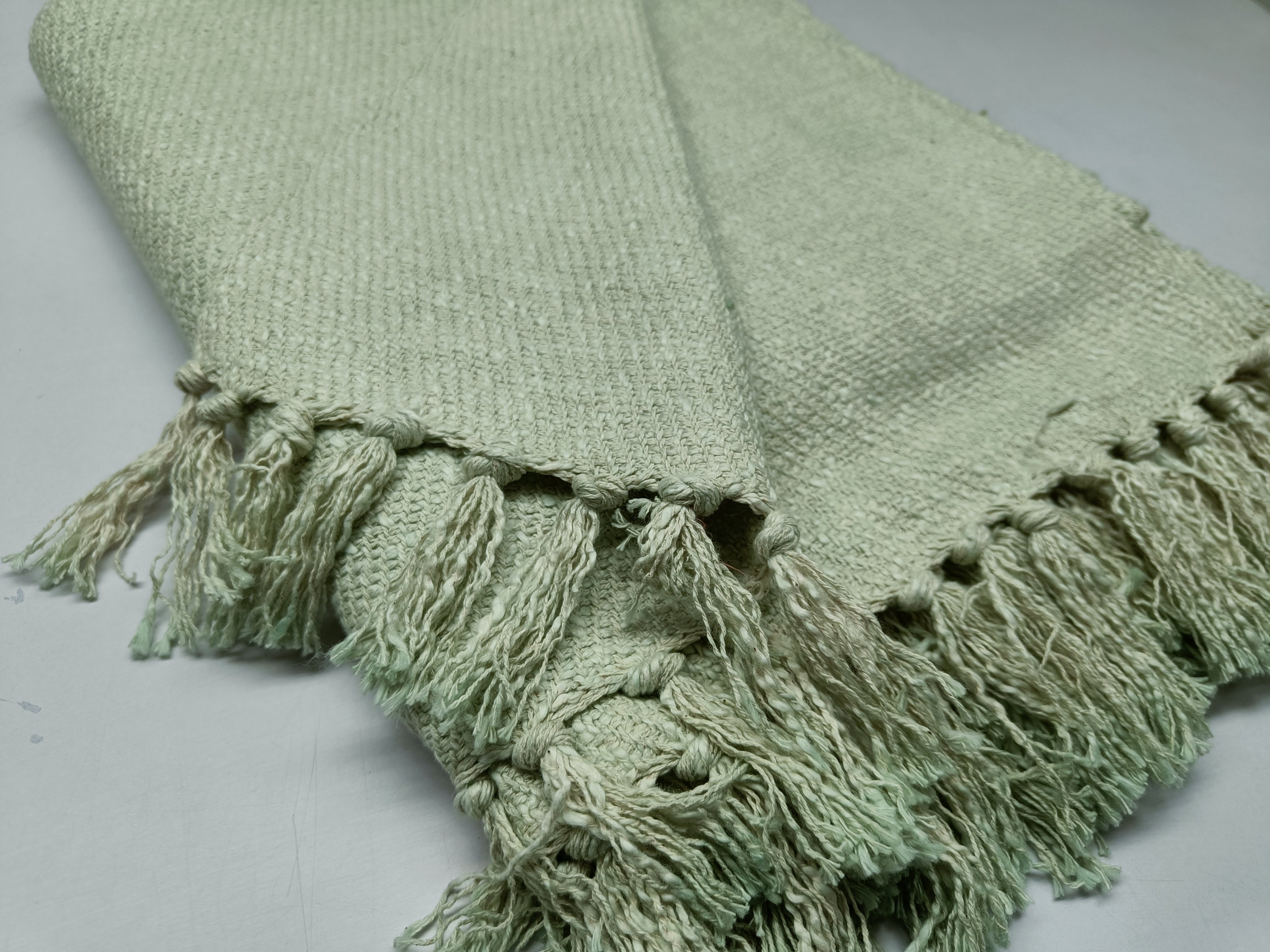 Handmade, Natural and Breathable Throws for your home furnishings HandLoom Woven Cotton Cotton Throws | HandWeave Cotton Throws | Furnishing Throws | Sofa Throws | Table Throws - 60"x55" - Dull Green -170L  Handmade and a Hand Woven Throws
