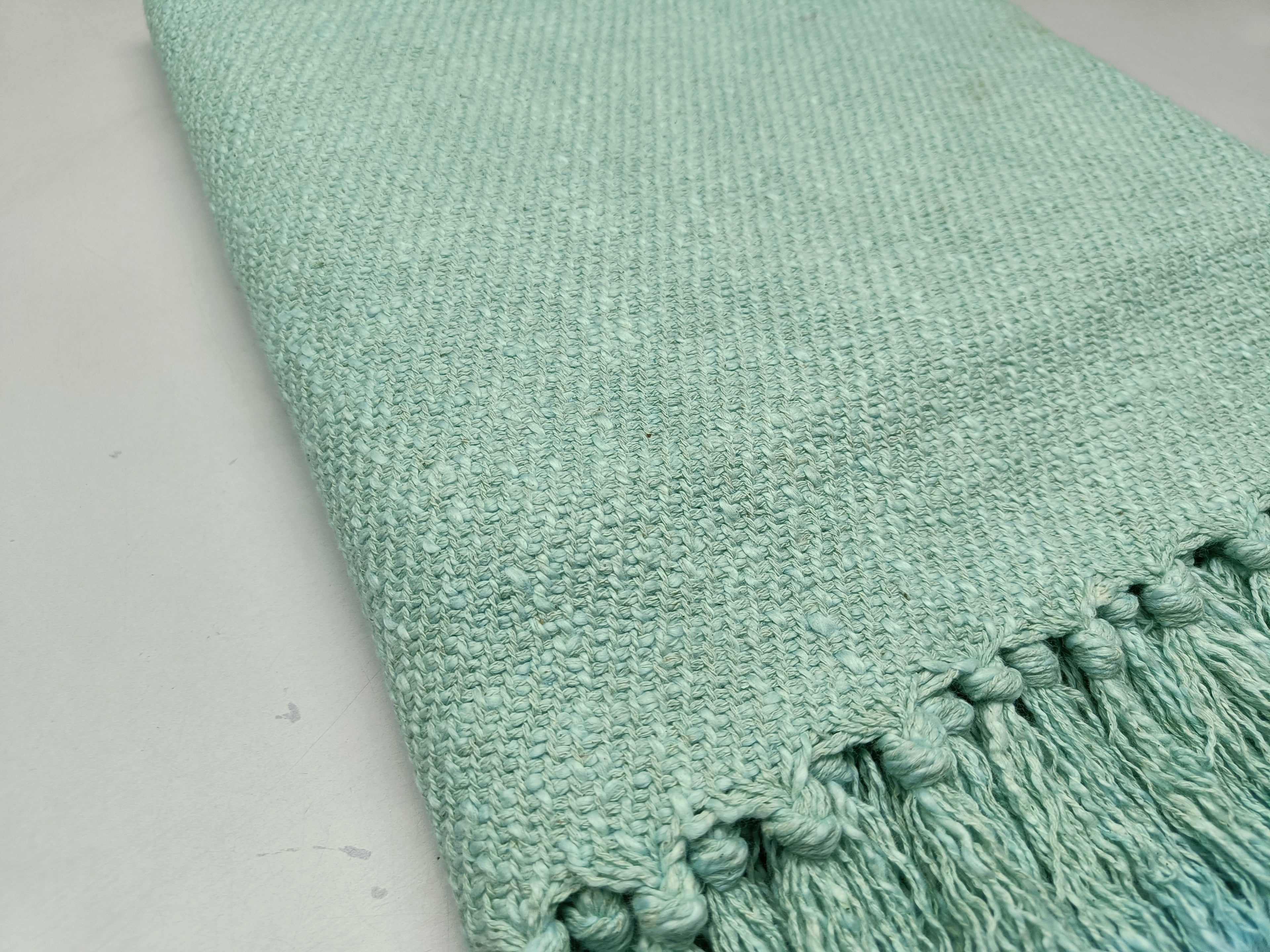 HandLoom Woven Cotton Cotton Throws - 60"x55" - Sea Green