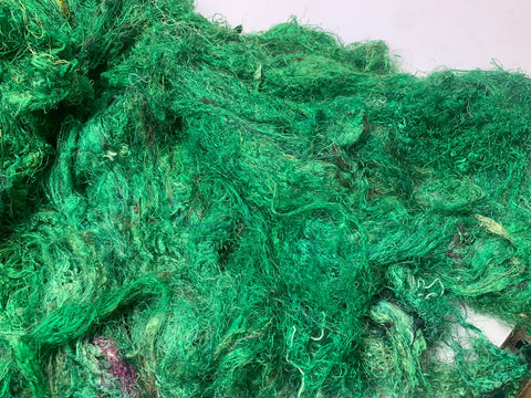 Sari Silk Waste Batts - Green