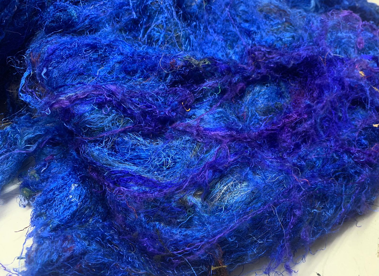 Sari Silk Waste Batts - Purple