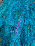 Recycled sari silk batts waste | Torquoise 