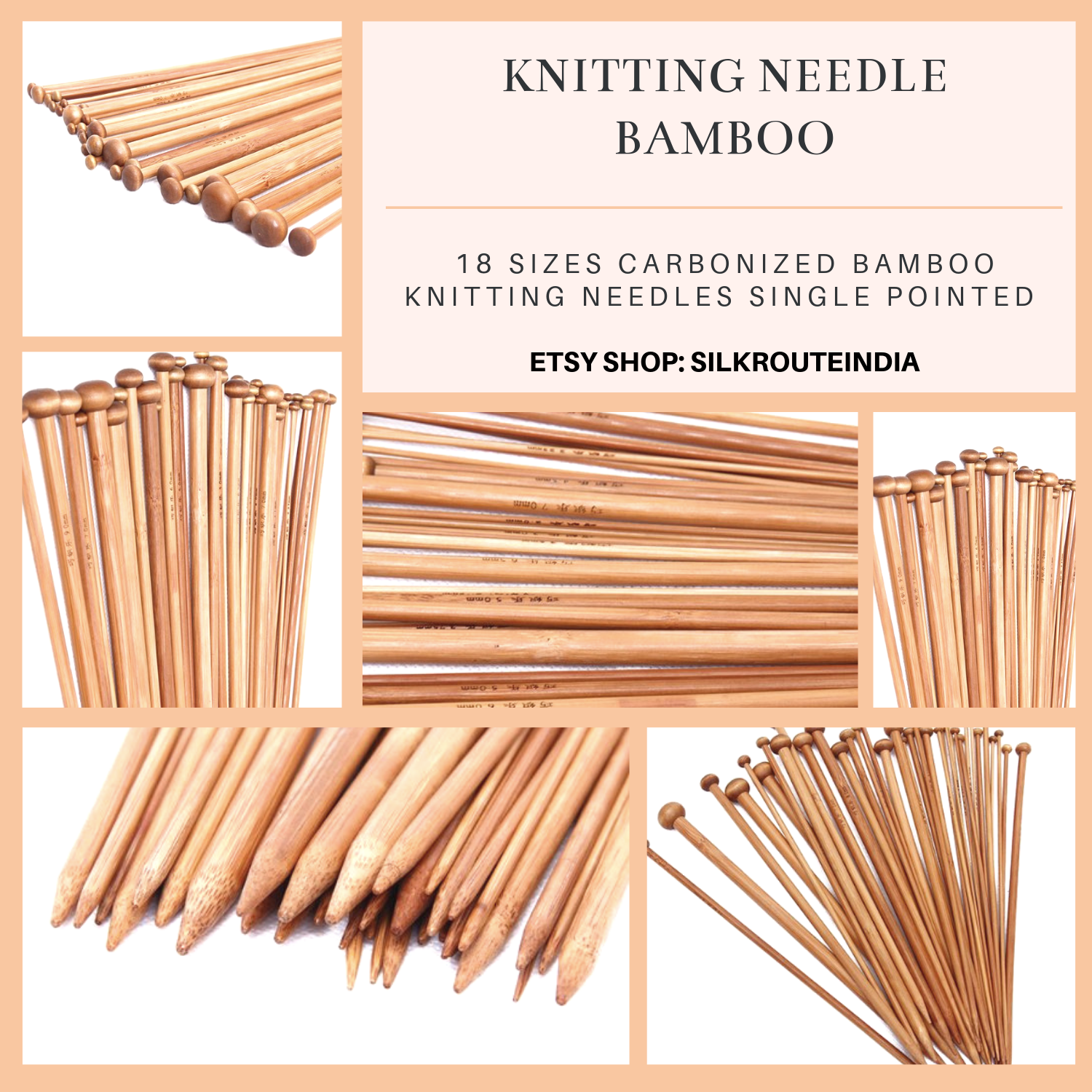 Knitting Needle, Bamboo Needle- SilkRouteIndia