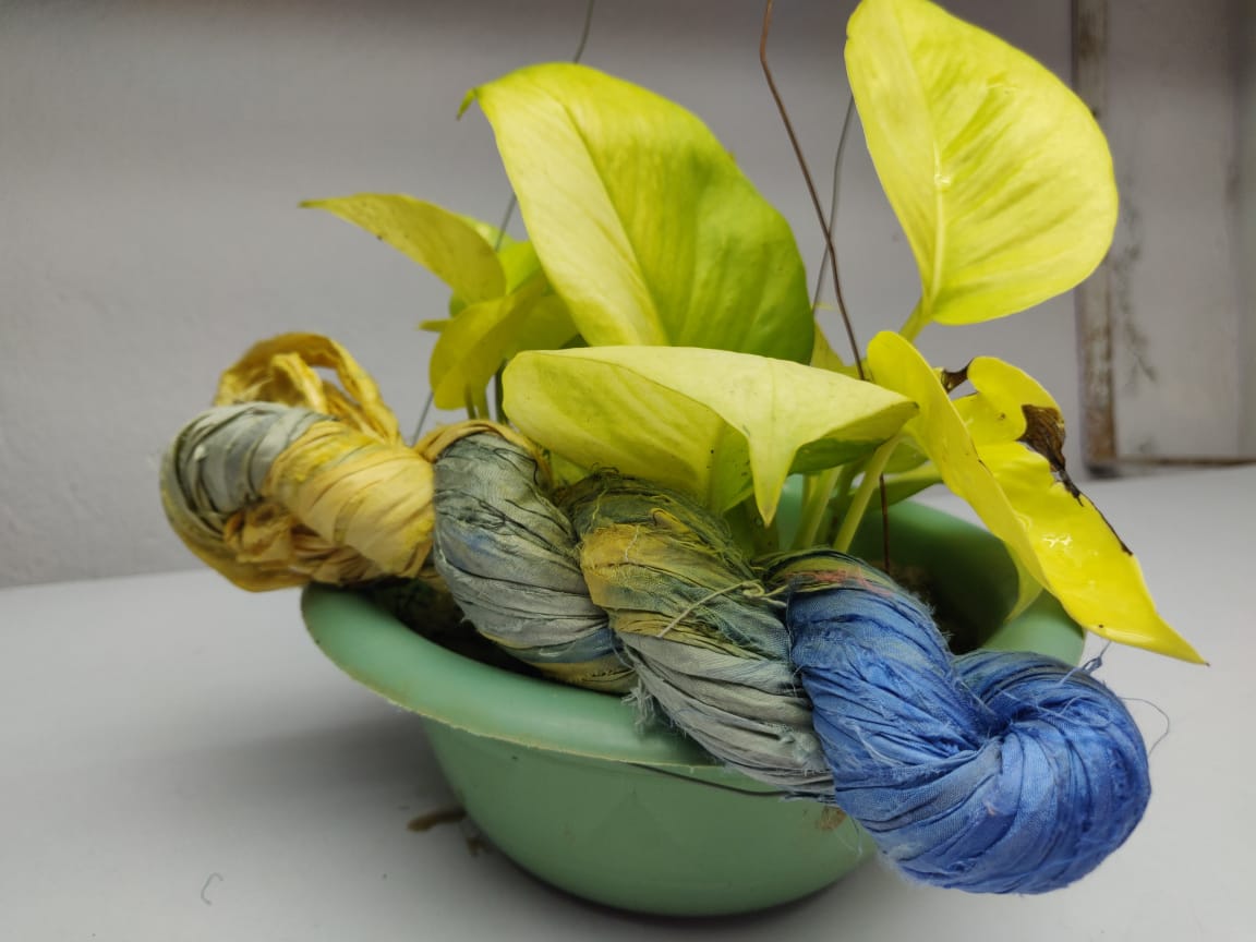 Recycled Sari Silk Ribbon - Lemon Aqua, recycled sari silk ribbon, ribbon yarn,  sari silk yarn, sari silk ribbon yarn, recycle sari silk, Sari Ribbon, sari silk ribbon, ribbon, sari silk ribbon yarn, sari silk ribbon, Sari Ribbon, ribbon yarn, recycle sari silk
