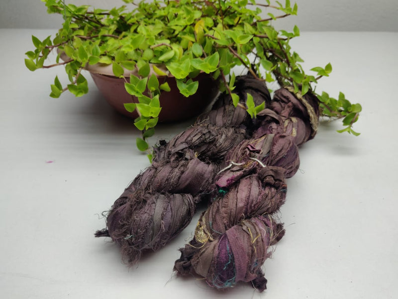 Recycled Sari Silk Ribbon - Muave