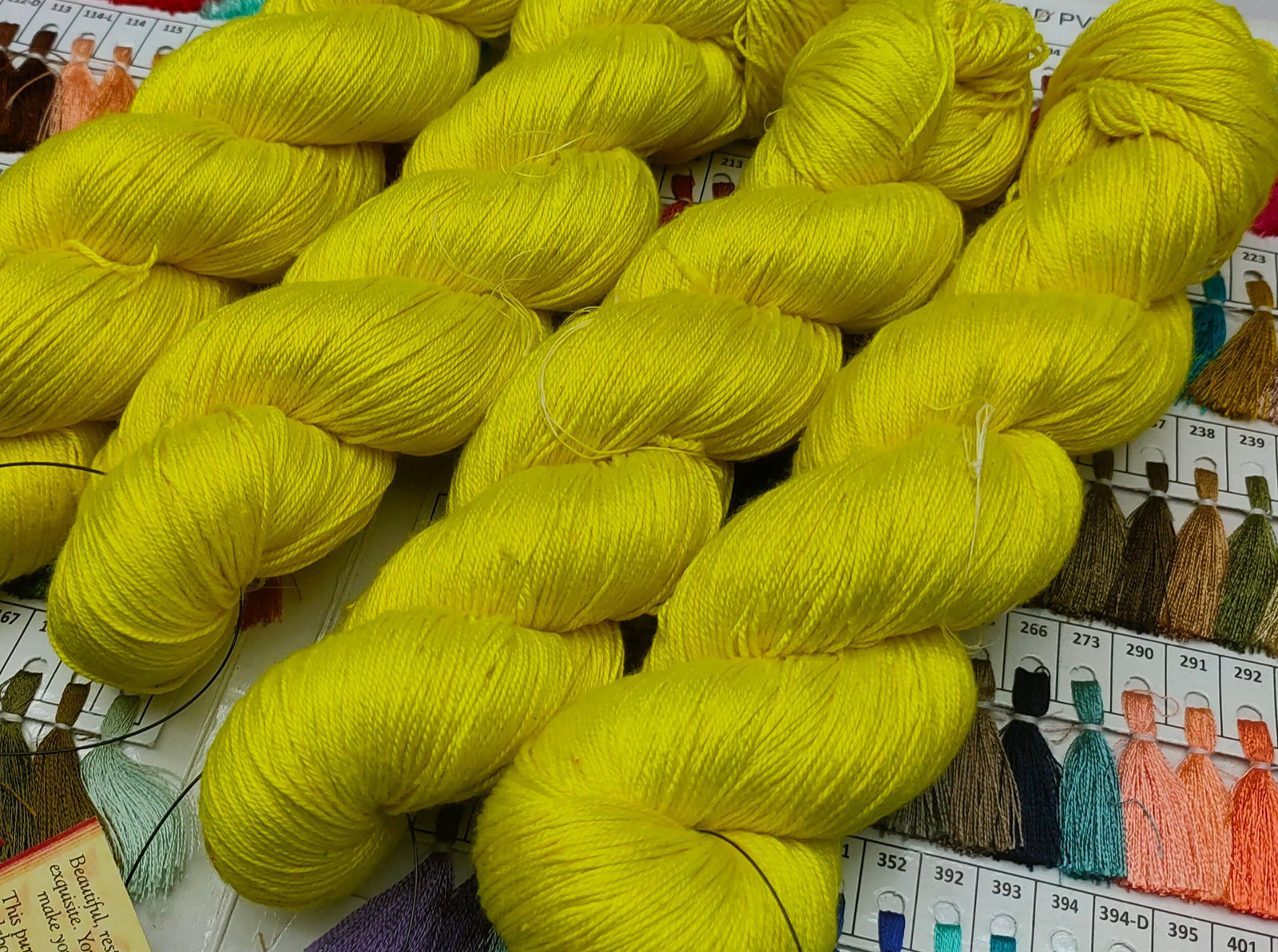 Mulberry Silk yarn (600 mts in 100gram) is a unique Silk Yarn ideal for Knitting. Mulberry Silk is very soft and shiny. It is Sock weight and is directly spun from the premium Mulberry Silk Tops. It is a yarn of Natural Protein Fiber. Mulberry Silk Yarn has compact structure, evenness, clean appearance, elegant luster, Good moisture-absorbing capability, good strength and elongation,