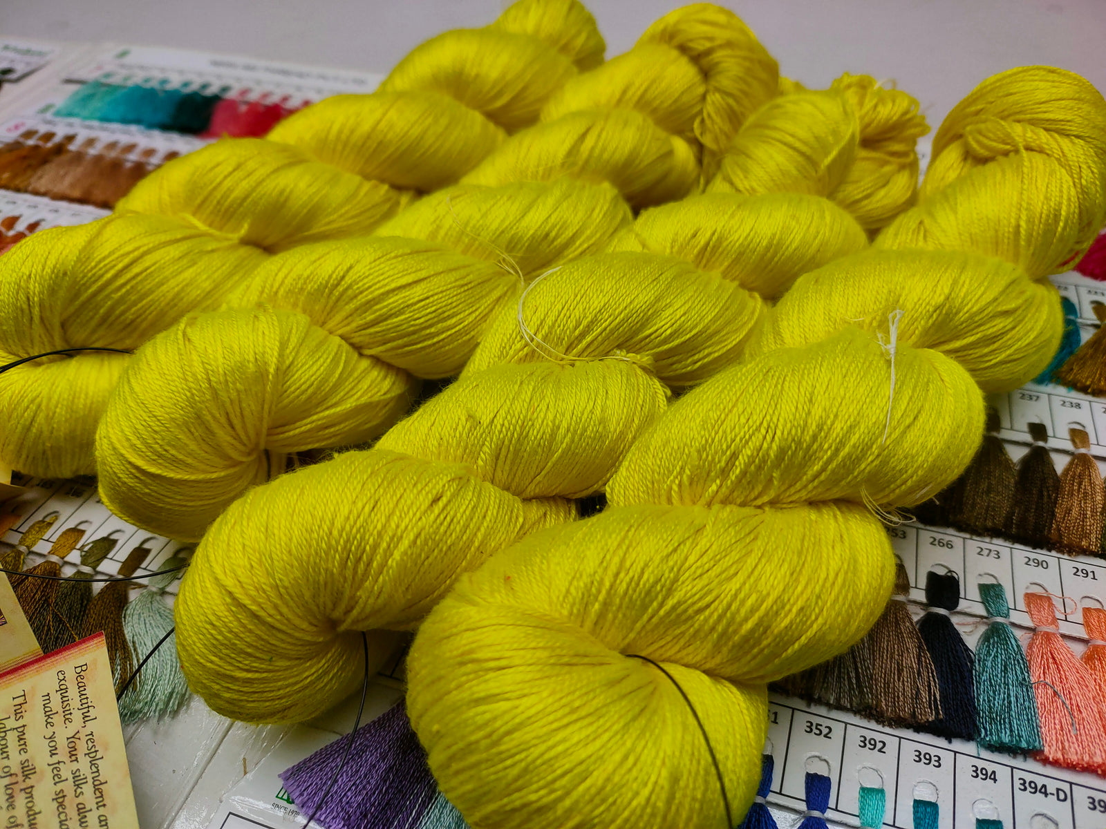 Mulberry Silk yarn (600 mts in 100gram) is a unique Silk Yarn ideal for Knitting. Mulberry Silk is very soft and shiny. It is Sock weight and is directly spun from the premium Mulberry Silk Tops.