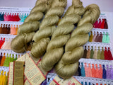 Mulberry Silk yarn (600 mts in 100gram) is a unique Silk Yarn ideal for Knitting. Mulberry Silk is very soft and shiny. It is Sock weight and is directly spun from the premium Mulberry Silk Tops. It is a yarn of Natural Protein Fiber. Mulberry Silk Yarn has compact structure, evenness, clean appearance, elegant luster, Good moisture-absorbing capability, good strength and elongation,