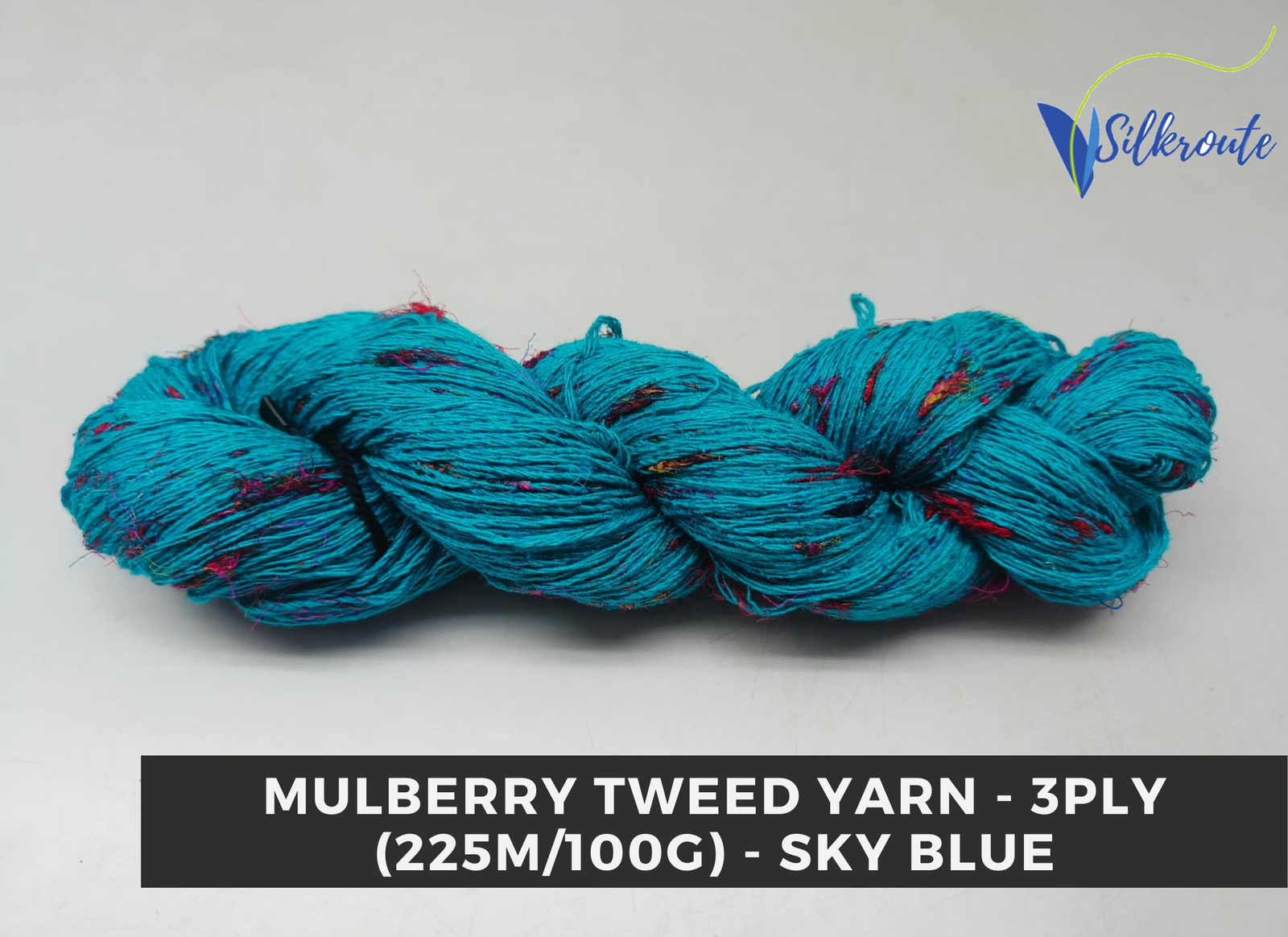 Mulberry Tweed Silk Yarn – Sea Blue (DK Weight | 3 Ply 100g Skeins)