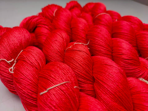 Mulberry Silk yarn (600 mts in 100gram) is a unique Silk Yarn ideal for Knitting. Mulberry Silk is very soft and shiny. It is Sock weight and is directly spun from the premium Mulberry Silk Tops. It is a yarn of Natural Protein Fiber. Mulberry Silk Yarn Laceweight Yarn - Lace weight Yarn