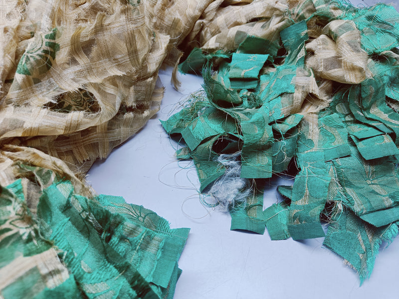 Reclaimed Indian Sari Stripe - Corn Leaf