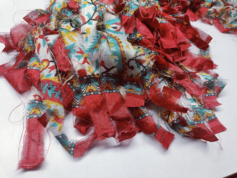 Reclaimed Indian Sari Stripe - Tomato Plant