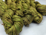 Recycled Sari silk Ribbon is the by-product of colorful saris that women wear in India. It is the loose ends of saris collected from industrial mills in India that is torn in stripes and sewn end to end to make beautiful and colorful ribbons. 