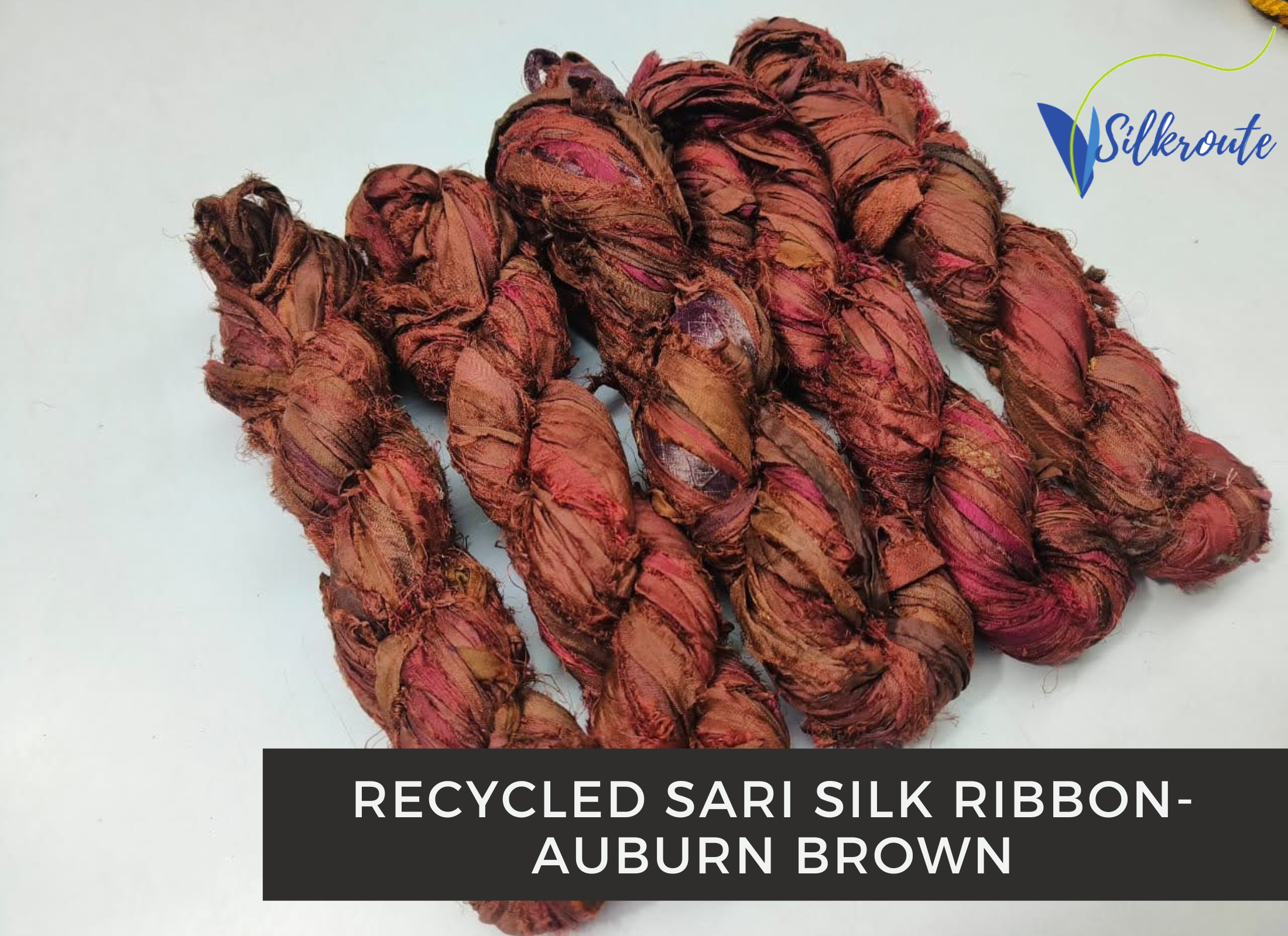 Recycled Sari Silk Ribbon Unburnt Brown