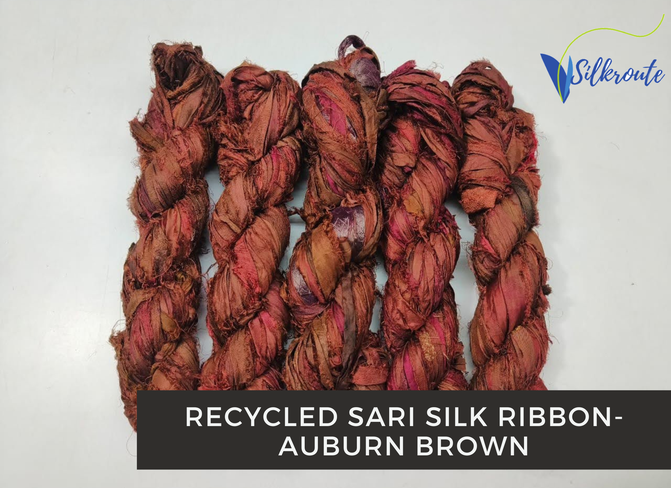 Recycled Sari Silk Ribbon Unburnt Brown