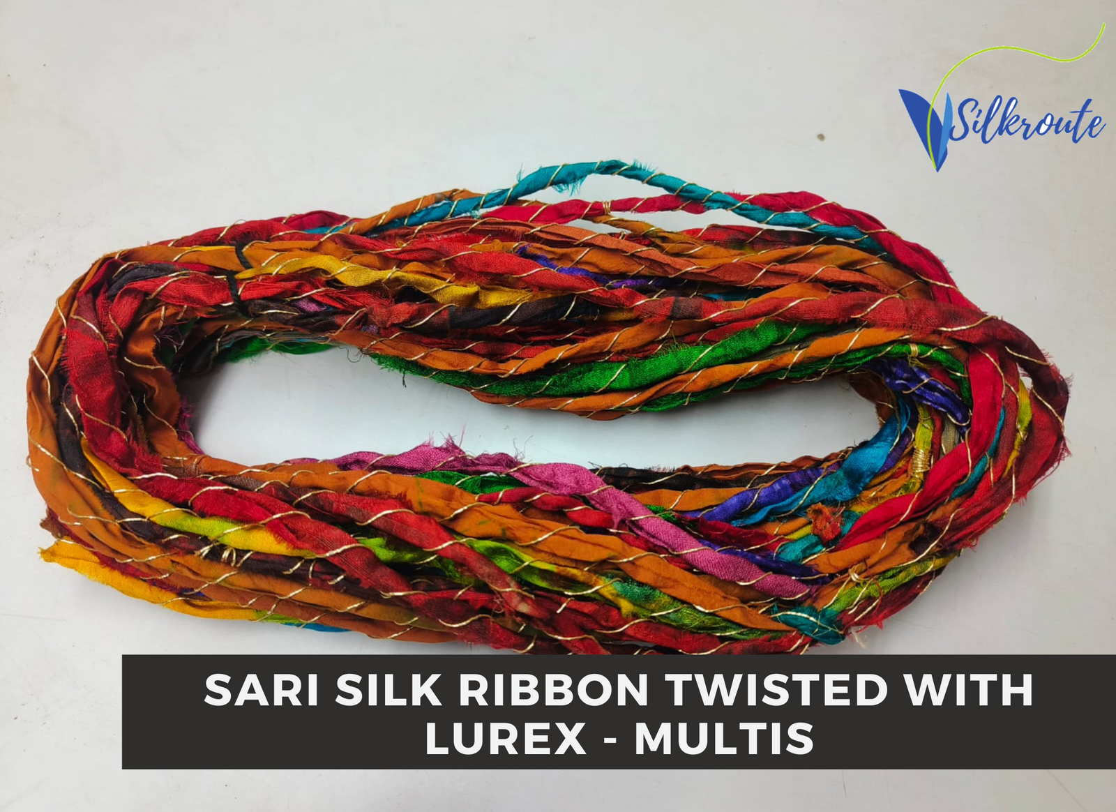Handmade recycled sari silk ribbon for fiber art, crafts, and gift wrapping