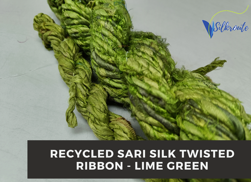 Recycled Twisted Ribbon - Lime Green