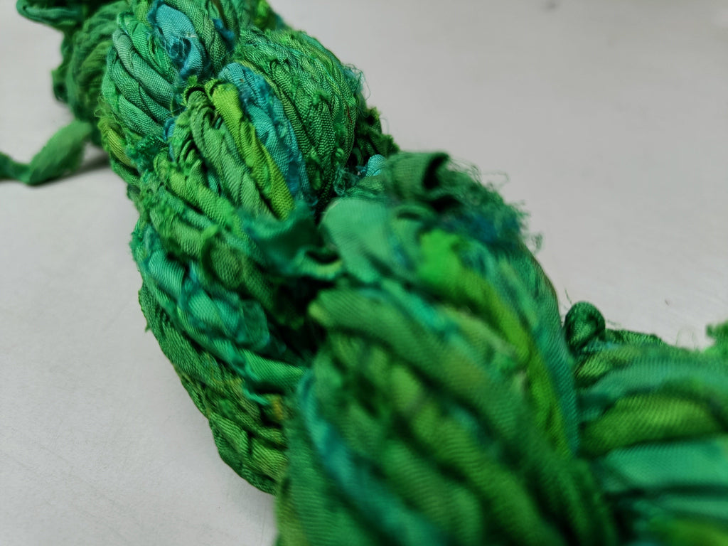 Recycled Sari Silk Twisted Ribbon, Premium Twisted Ribbon, Recycled Ribbon, Recycled Sari Ribbon - SilkRouteIndia