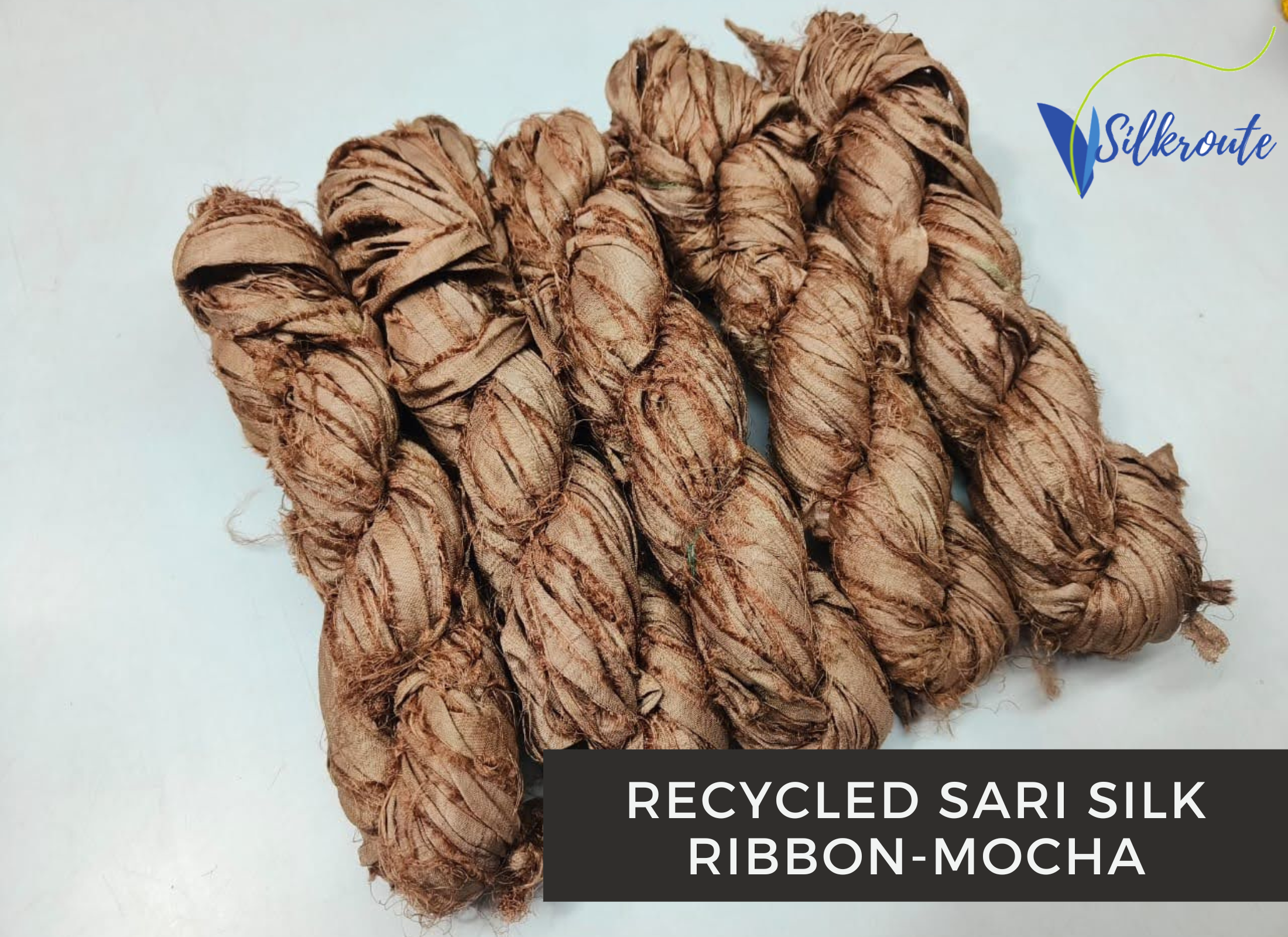 Recycled Sari Silk Ribbon Mocha