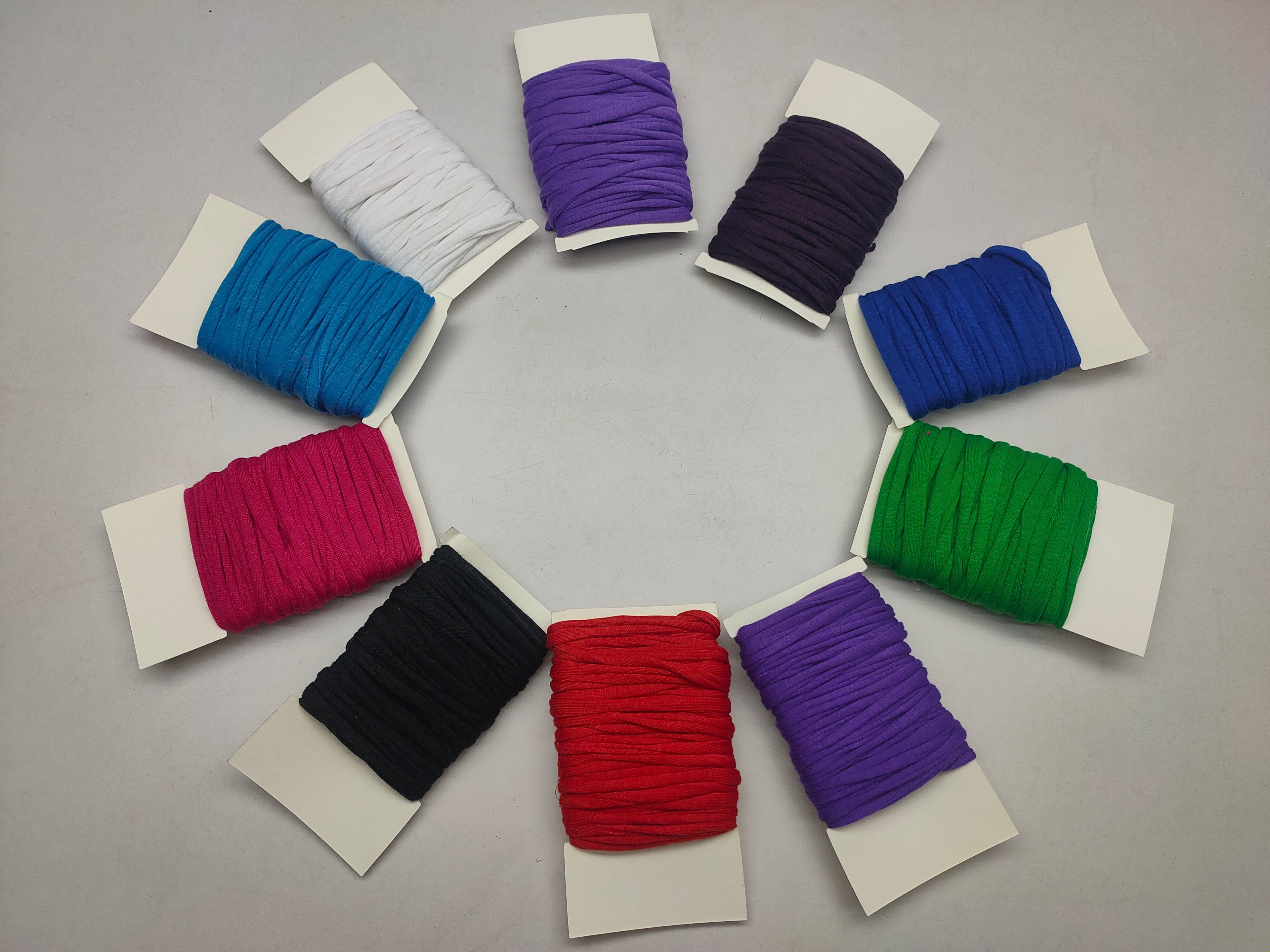 10Yard Recycled Tshirt Ribbon 10 Assorted Colors -&nbsp;Each of skein was hand dyed using professional dyes to avoid fading and color bleeding during future washing of your finished projects. Any plan to Buy Recycled Ribbon online.