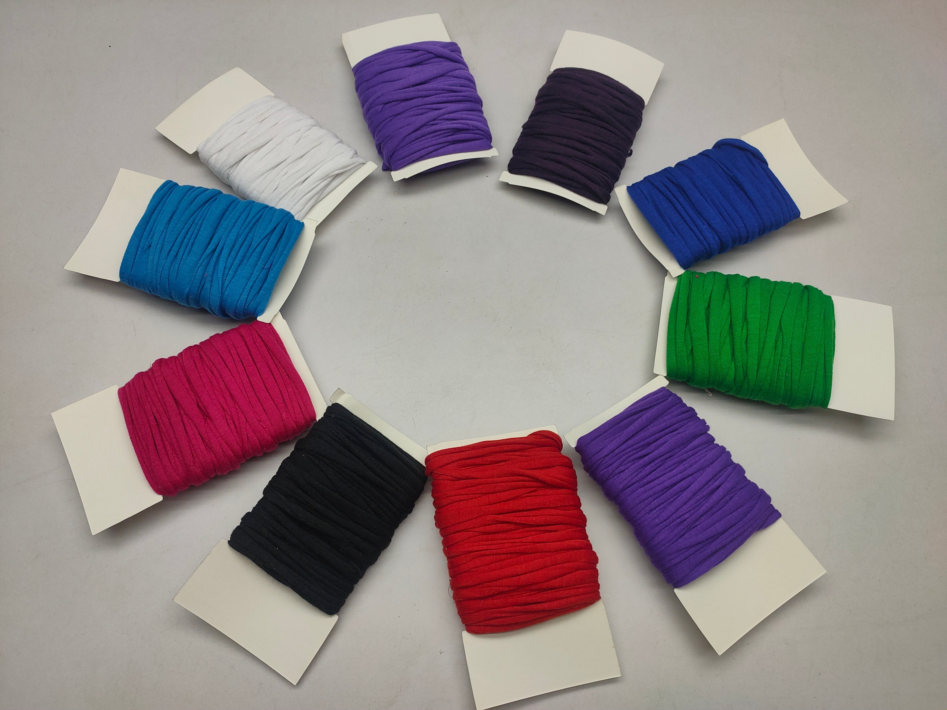 10Yard Recycled Tshirt Ribbon 10 Assorted Colors -&nbsp;Each of skein was hand dyed using professional dyes to avoid fading and color bleeding during future washing of your finished projects. Any plan to Buy Recycled Ribbon online.