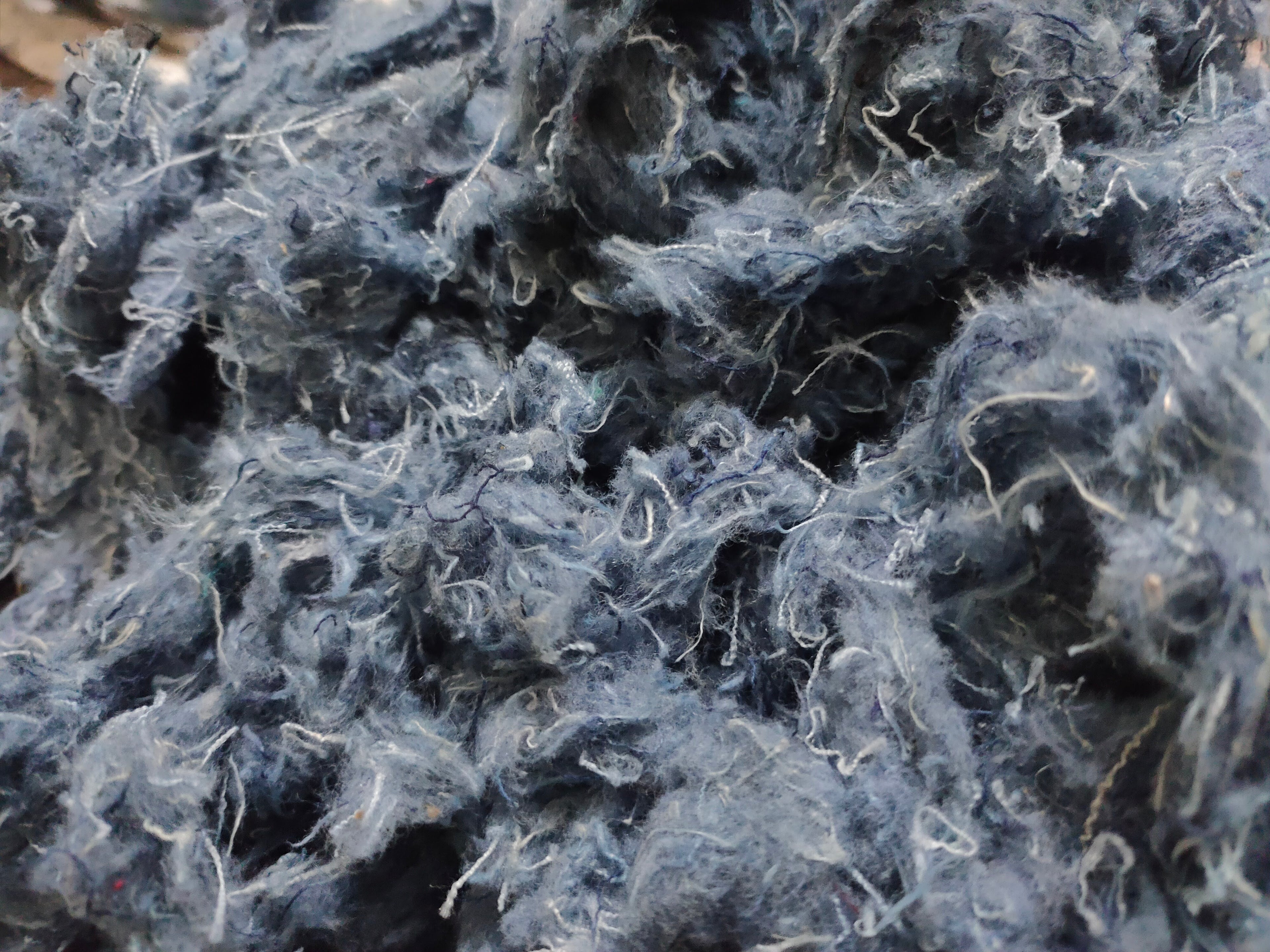 Recycled Denim Fiber - Short denim fiber Spinning fiber, roving Fiber, jeans fiber