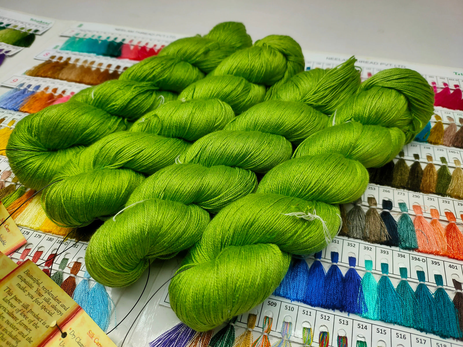 Mulberry Silk Yarn 600M in 100Gram Sap Green
