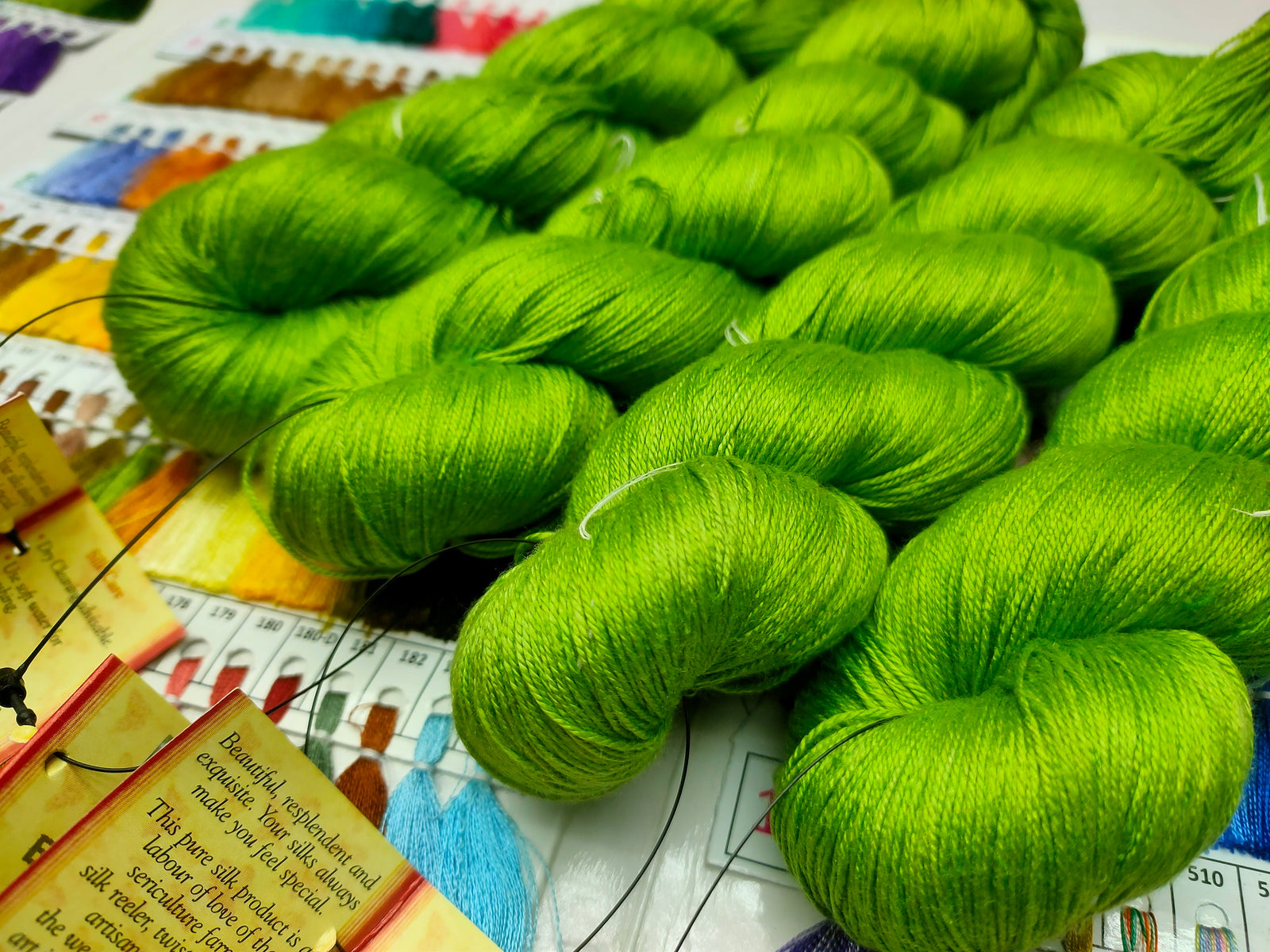 Mulberry Silk Yarn 600M in 100Gram Sap Green