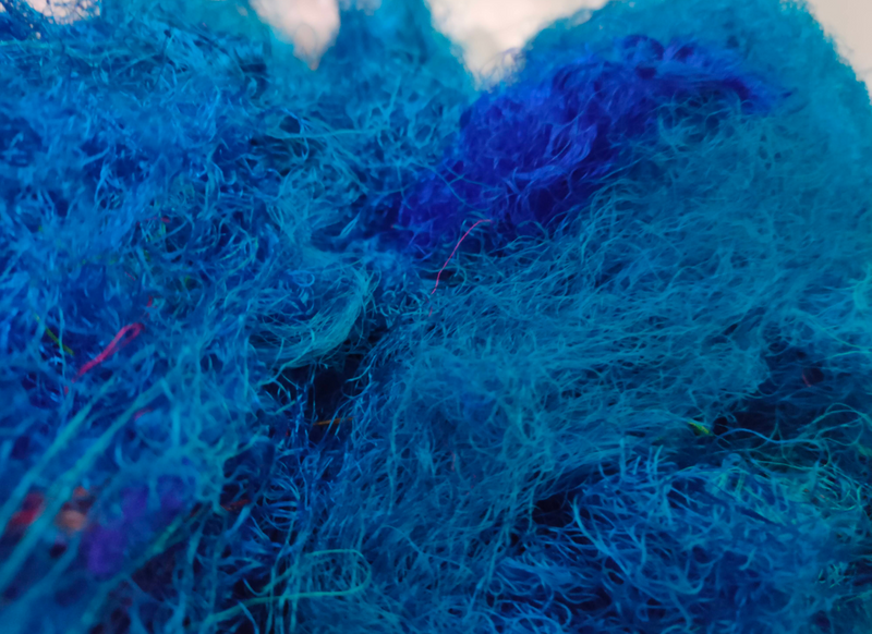 Recycled Sari Silk Fibers - Sea Blue