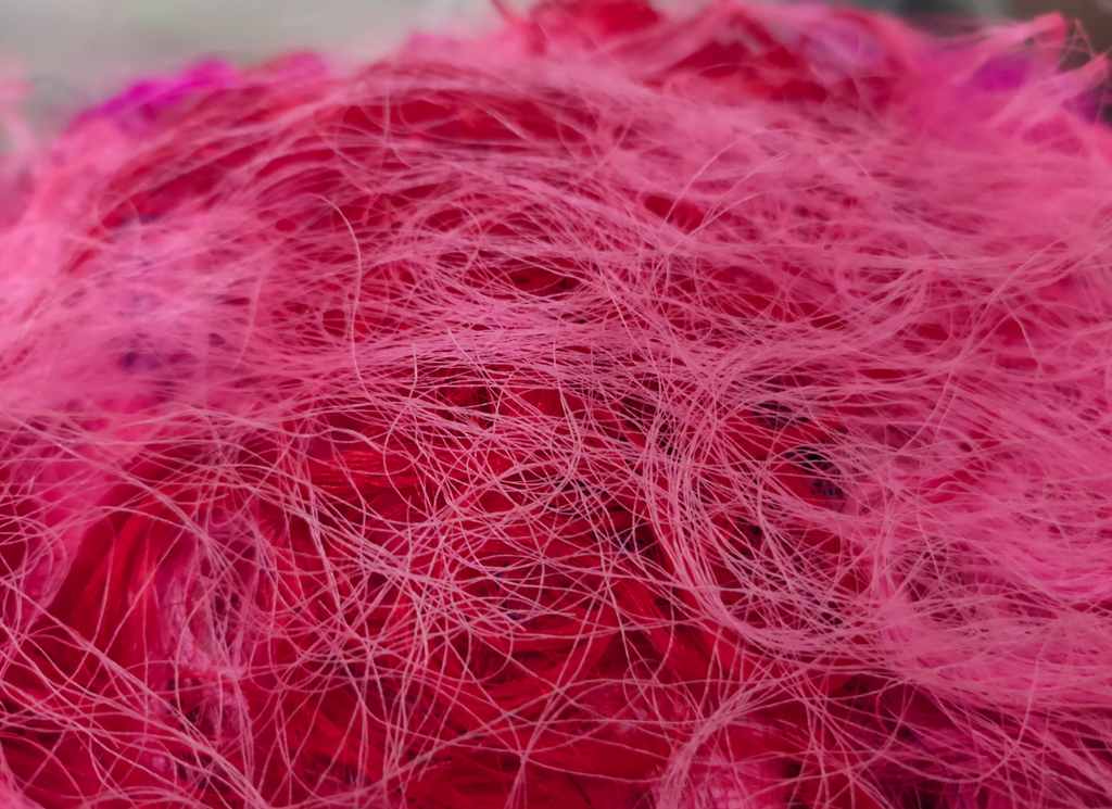 Recycled Sari Silk Fibers HotPink - SilkRouteIndia