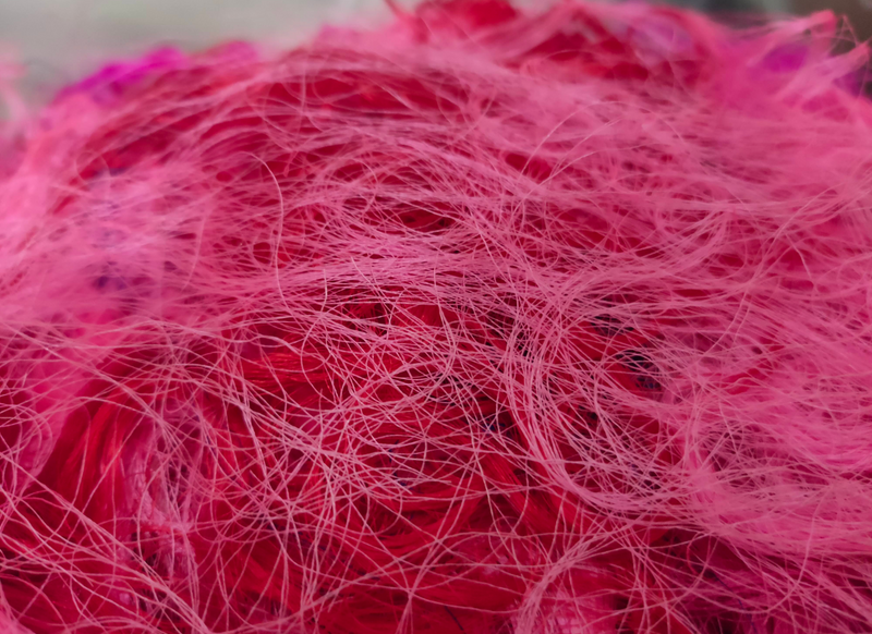 Recycled Sari Silk Fibers - Hot Pink