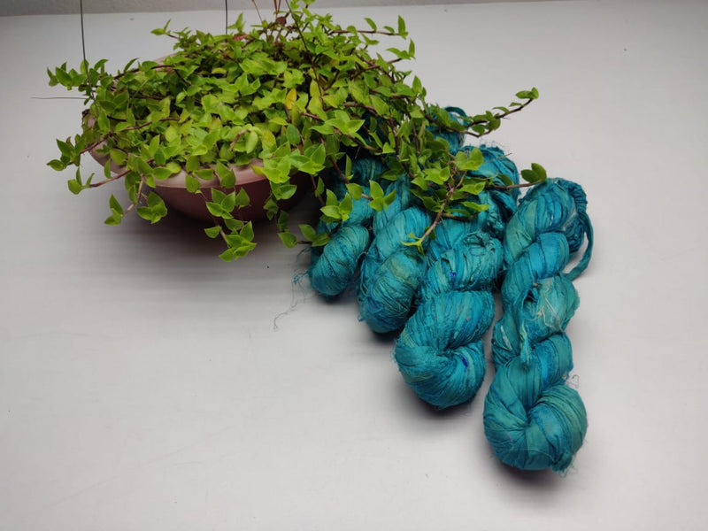 Recycled Sari Silk Ribbon - Turquoise