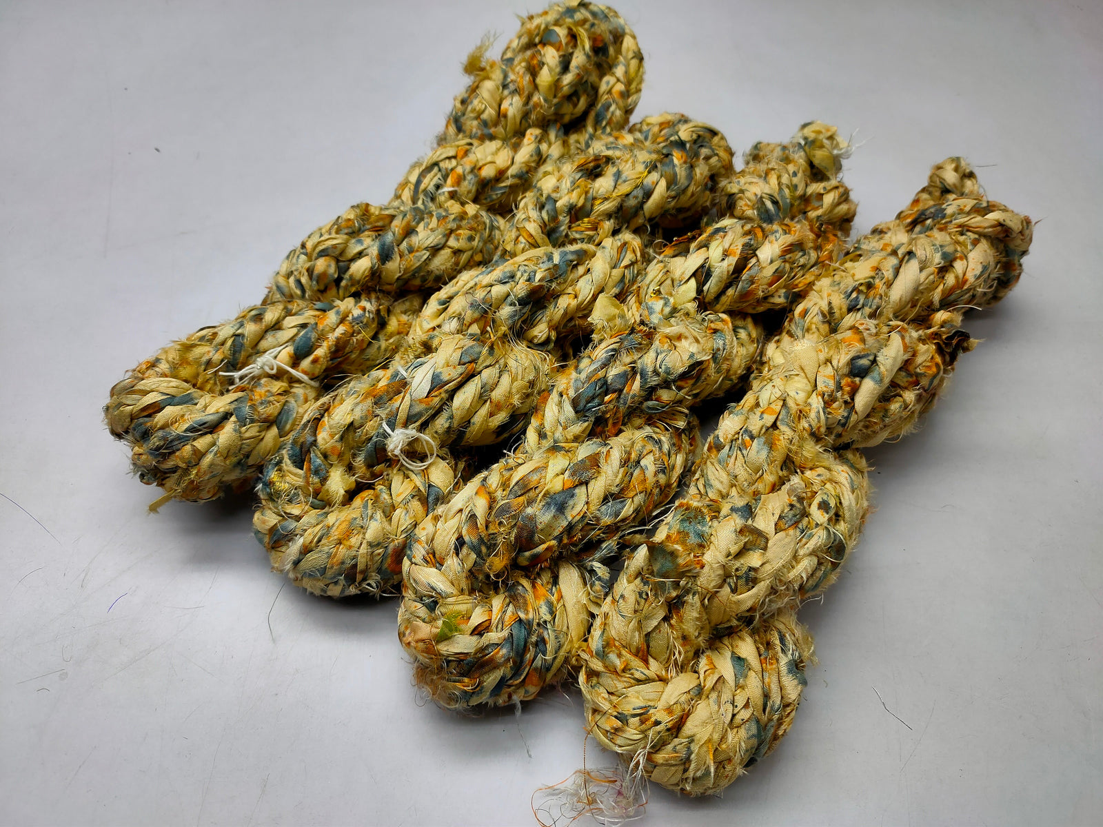 Recycled Sari Silk Ribbon Braided - ButterScotch