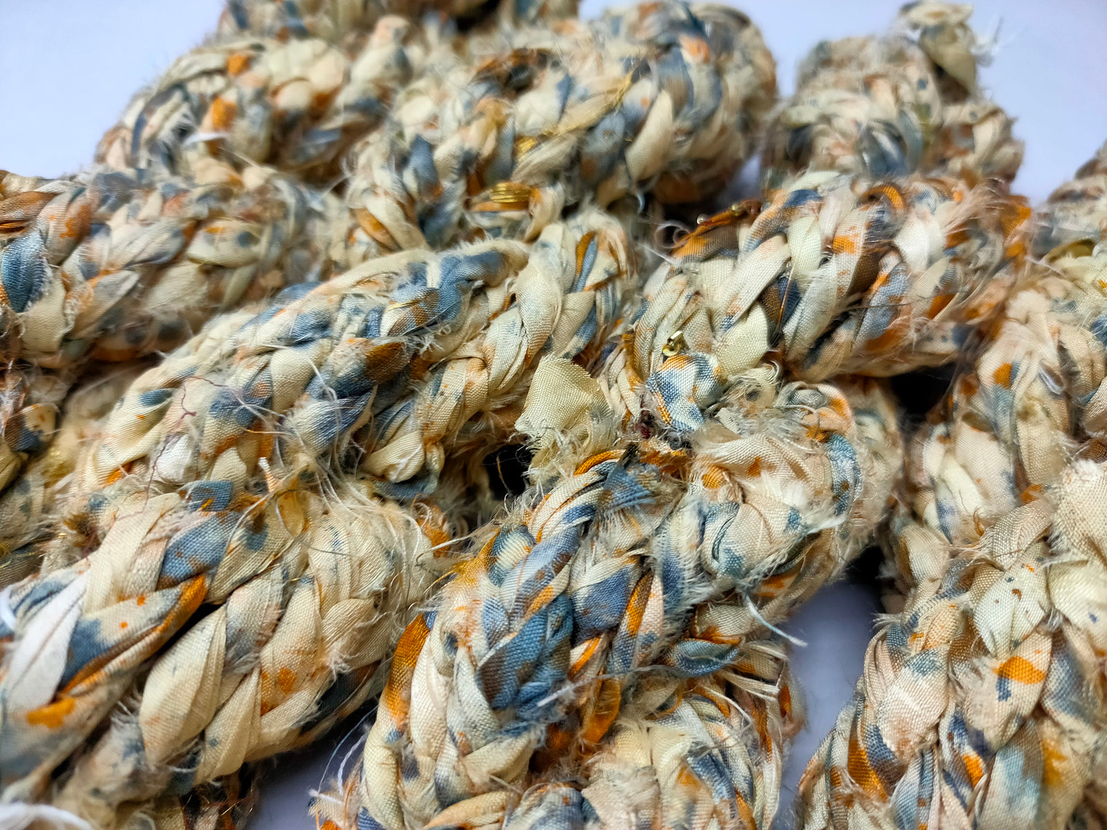 Recycled Sari Silk Ribbon Braided - ButterScotch