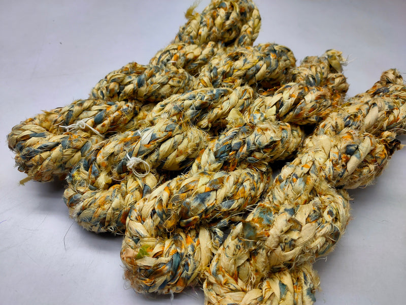 Recycled Sari Silk Ribbon Braided - ButterScotch