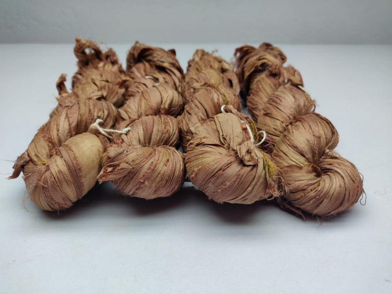 Recycled Sari Silk Ribbon - Soil