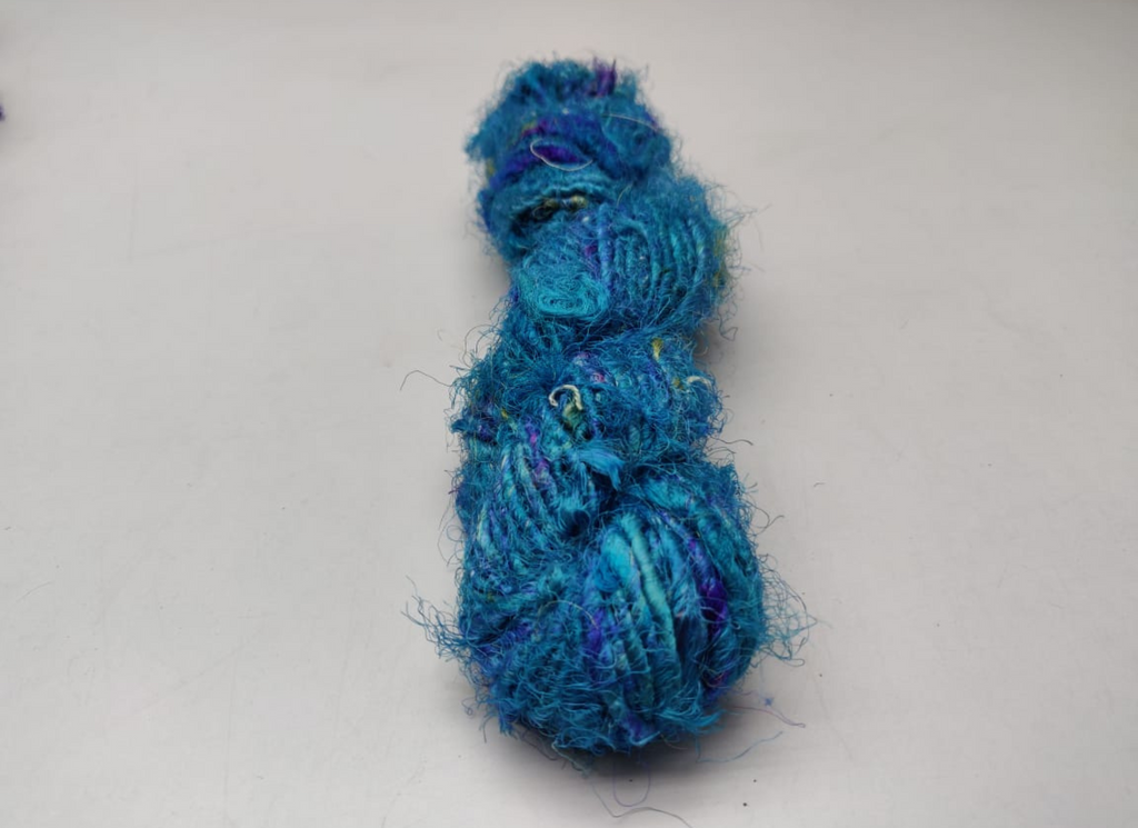 Recycled Sari Silk Yarn - Ocean Blue